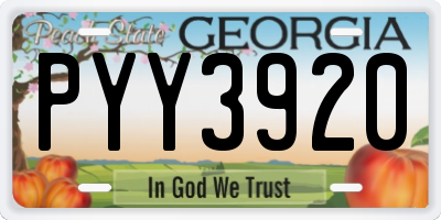 GA license plate PYY3920