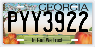 GA license plate PYY3922