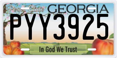 GA license plate PYY3925