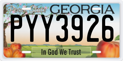 GA license plate PYY3926