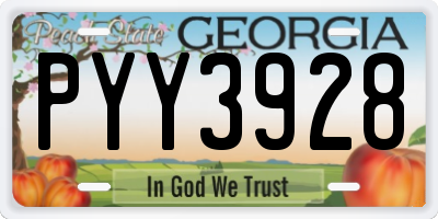 GA license plate PYY3928