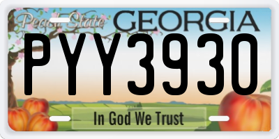 GA license plate PYY3930