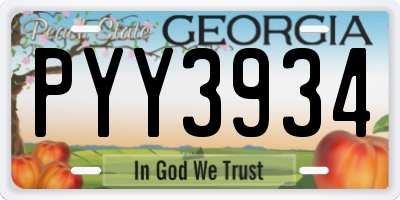 GA license plate PYY3934