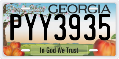 GA license plate PYY3935