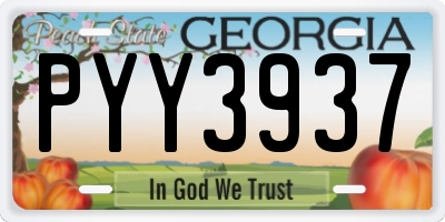 GA license plate PYY3937