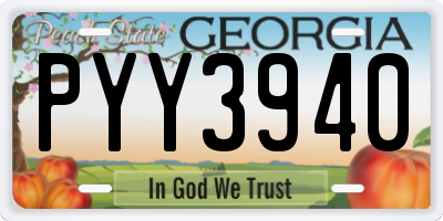 GA license plate PYY3940