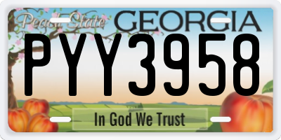 GA license plate PYY3958