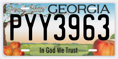 GA license plate PYY3963