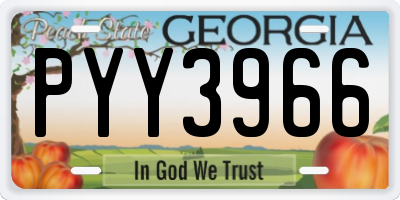 GA license plate PYY3966