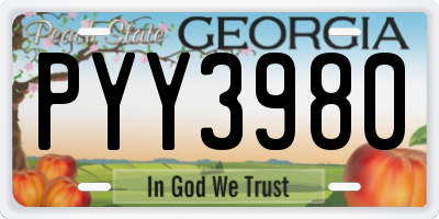 GA license plate PYY3980