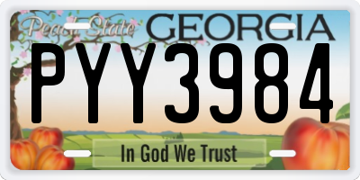 GA license plate PYY3984