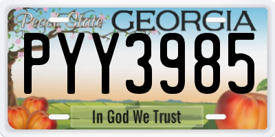 GA license plate PYY3985