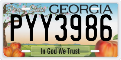 GA license plate PYY3986