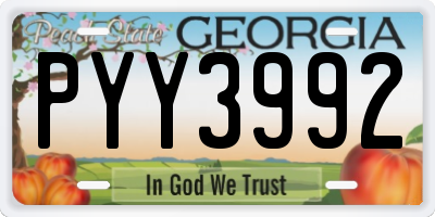GA license plate PYY3992