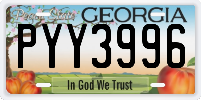 GA license plate PYY3996