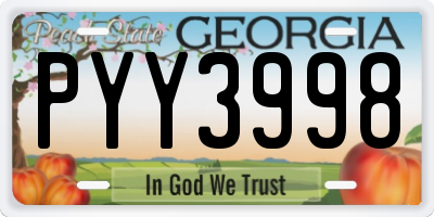 GA license plate PYY3998