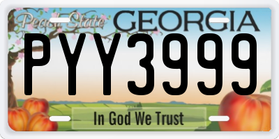 GA license plate PYY3999
