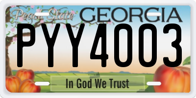 GA license plate PYY4003