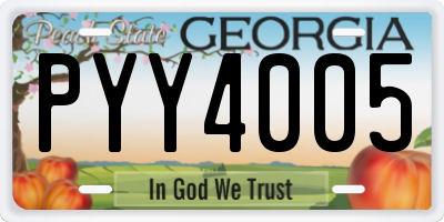 GA license plate PYY4005