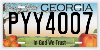GA license plate PYY4007