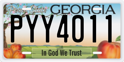 GA license plate PYY4011