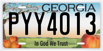 GA license plate PYY4013