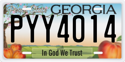 GA license plate PYY4014