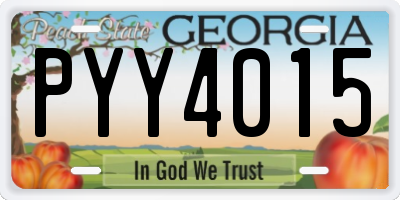 GA license plate PYY4015
