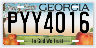 GA license plate PYY4016