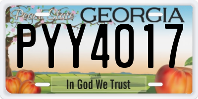GA license plate PYY4017