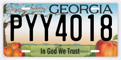 GA license plate PYY4018