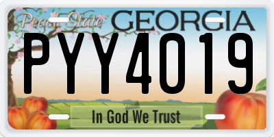 GA license plate PYY4019
