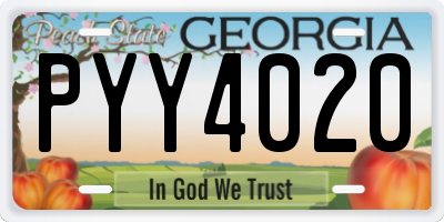 GA license plate PYY4020