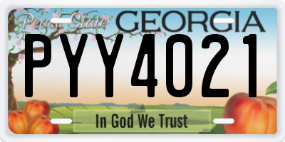 GA license plate PYY4021