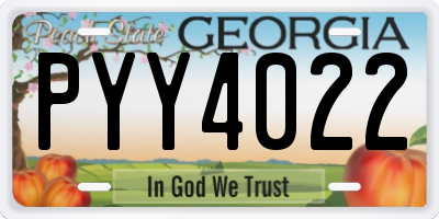 GA license plate PYY4022
