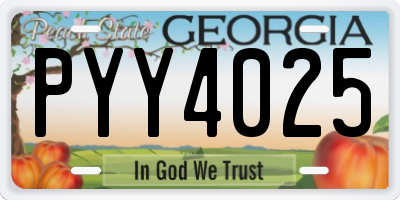 GA license plate PYY4025