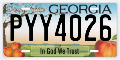 GA license plate PYY4026
