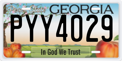 GA license plate PYY4029