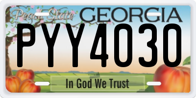 GA license plate PYY4030
