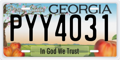 GA license plate PYY4031
