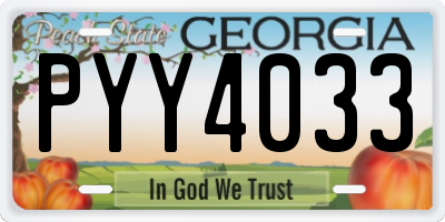 GA license plate PYY4033