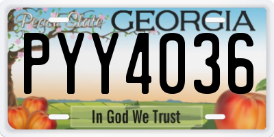 GA license plate PYY4036