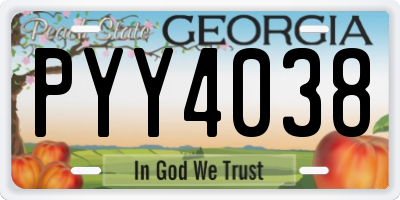 GA license plate PYY4038
