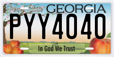 GA license plate PYY4040