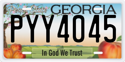 GA license plate PYY4045