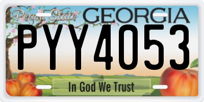 GA license plate PYY4053
