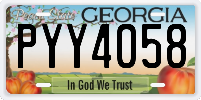 GA license plate PYY4058