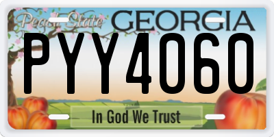 GA license plate PYY4060