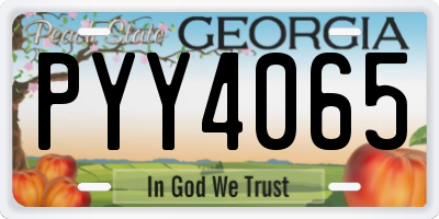 GA license plate PYY4065