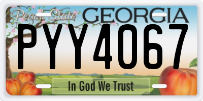 GA license plate PYY4067